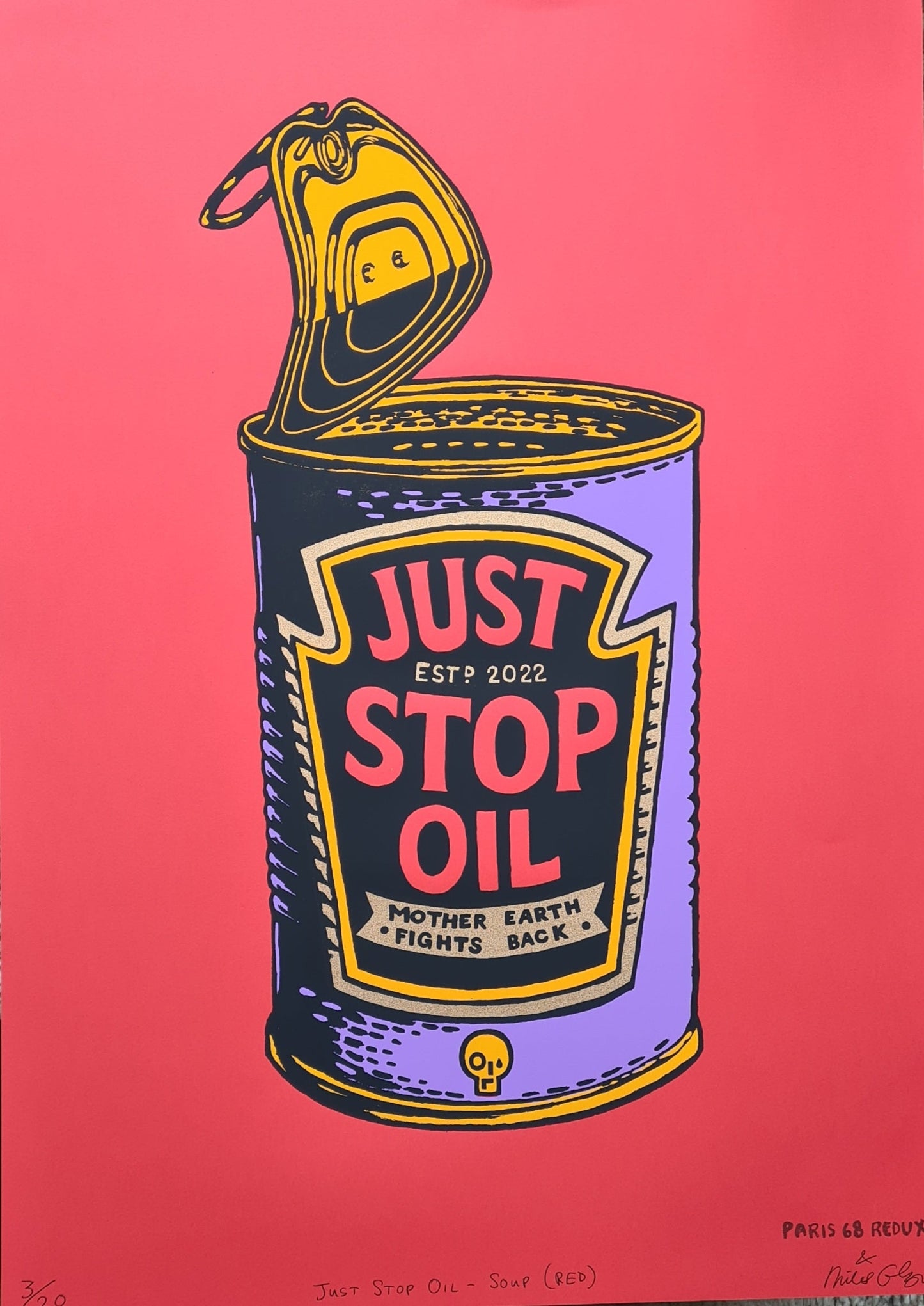 Signed Soup Can Print - Miles Glyn Paris 68 (54cm x 74cm) (FRAMED in black frame)